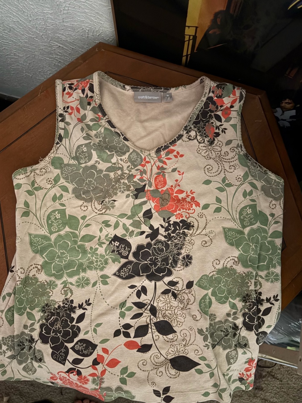 Tan floral earthy y2k tank top